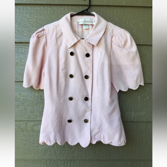 Vintage 1980's Richard Warren blazer/Jacket top puffy shoulder Scalloped hem - Picture 8 of 10